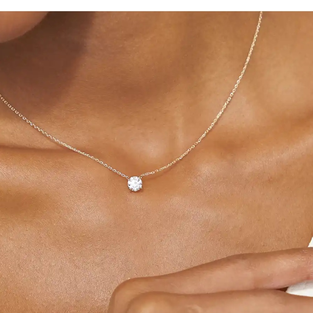 Vrai solitaire diamond necklace 3/4 ct round brilliant